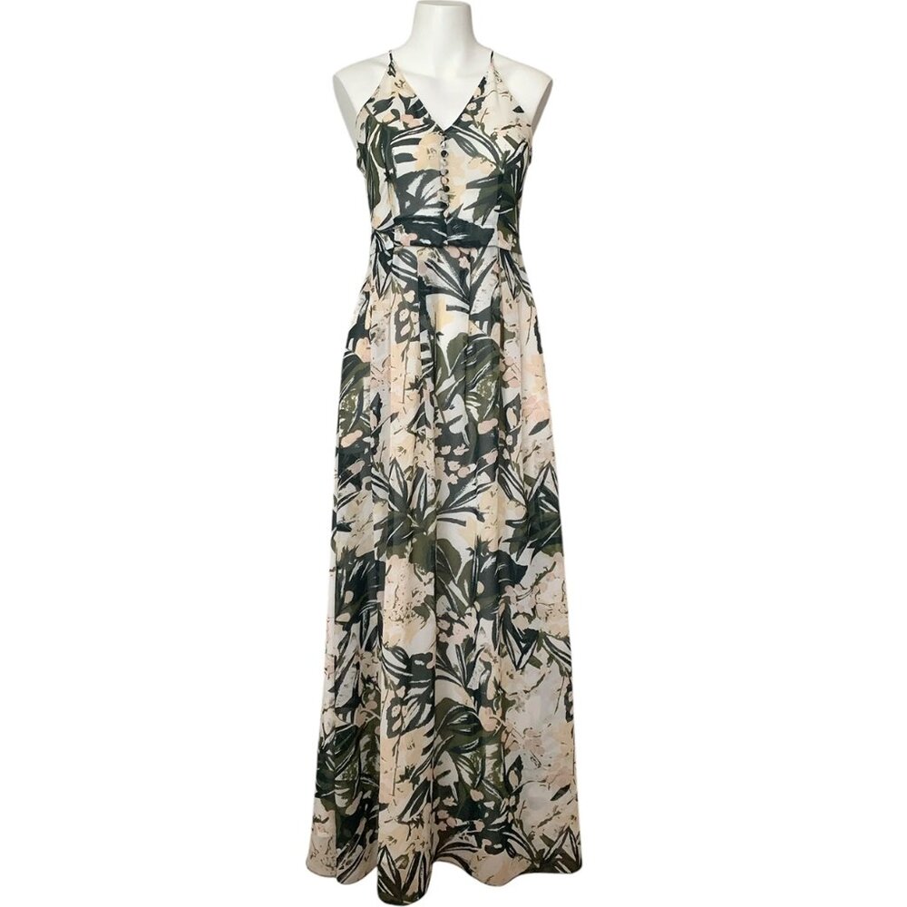 H&M Green and Cream Maxi Dress